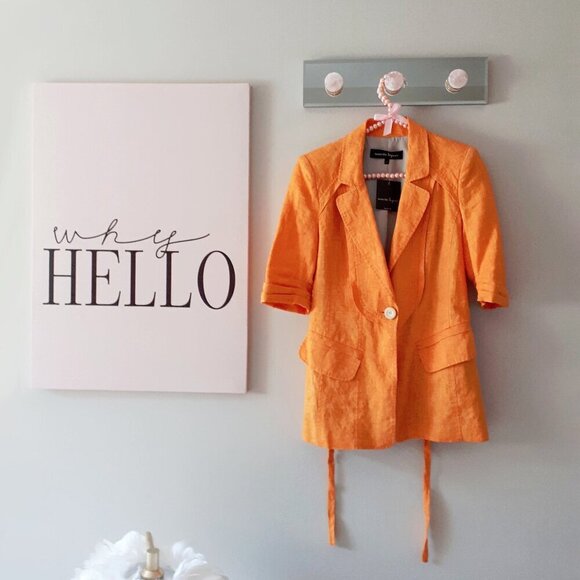 NWT Nanette Lepore orange linen blazer jacket with corset style detailing, 0 - Picture 3 of 8